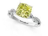 White gold Fancy Yellow Cushion Cut Solitaire Twisted Pave Band with Four-Prong Setting_16