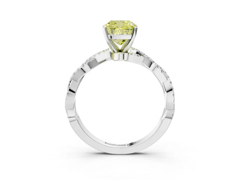 White gold Fancy Yellow Cushion Cut Solitaire Twisted Pave Band with Four-Prong Setting_18