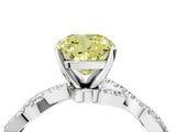 White gold Fancy Yellow Cushion Cut Solitaire Twisted Pave Band with Four-Prong Setting_19