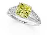 White gold Fancy Yellow Cushion  Cut Split Shank Pave Diamond Engagement Ring with Four-Prong Setting_25