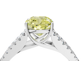 White gold Fancy Yellow Cushion  Cut Split Shank Pave Diamond Engagement Ring with Four-Prong Setting_28
