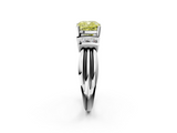 White gold Fancy Yellow Cushion  Cut Three-Stone Channel Set Ring with Bar Prongs_61