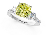 White gold Fancy Yellow Cushion  Cut Three-Stone Diamond Pavé Band with Prong Setting_18