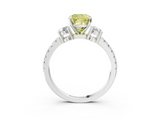 White gold Fancy Yellow Cushion  Cut Three-Stone Diamond Pavé Band with Prong Setting_20