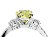 White gold Fancy Yellow Cushion  Cut Three-Stone Diamond Pavé Band with Prong Setting_21