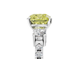 White gold Fancy Yellow Cushion  Cut Three-Stone Diamond Pavé Band with Prong Setting_22