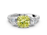 White gold Fancy Yellow Cushion  Cut Three-Stone Diamond Pave Band with Prong Setting_33