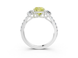 White gold Fancy Yellow Cushion  Cut Three-Stone Diamond Pave Band with Prong Setting_36