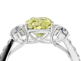 White gold Fancy Yellow Cushion  Cut Three-Stone Diamond Pave Band with Prong Setting_37