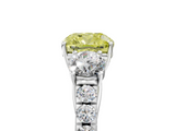 White gold Fancy Yellow Cushion  Cut Three-Stone Diamond Pave Band with Prong Setting_38