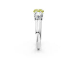White gold Fancy Yellow Cushion Cut Three-Stone Diamond Ring with Prong Setting on a Classic Band_14