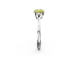 White gold Fancy Yellow Cushion  Cut Three-Stone Solitaire Ring with Round Accent Diamonds and Four-Prong Setting_21