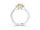 White gold Fancy Yellow Cushion  Cut Three-Stone Solitaire Ring with Round Accent Diamonds and Four-Prong Setting_22