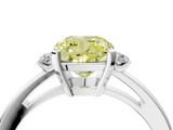 White gold Fancy Yellow Cushion  Cut Three-Stone Solitaire Ring with Round Accent Diamonds and Four-Prong Setting_23