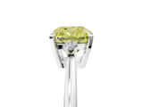 White gold Fancy Yellow Cushion  Cut Three-Stone Solitaire Ring with Round Accent Diamonds and Four-Prong Setting_24
