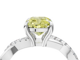 White gold Fancy Yellow Cushion  Cut Twist Band Solitaire Diamond Ring with Pavé Setting_7