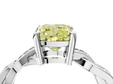 White gold Fancy Yellow Cushion  Cut Twisted Pavé Band Solitaire Ring with Four-Prong Setting_59