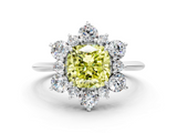 White gold Fancy Yellow Cushion  Diamond Cluster Halo Ring with Solitaire Band and Four-Prong Setting_20