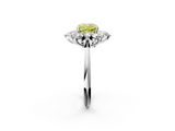 White gold Fancy Yellow Cushion  Diamond Cluster Halo Ring with Solitaire Band and Four-Prong Setting_22