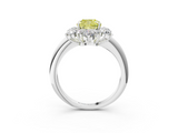 White gold Fancy Yellow Cushion  Diamond Cluster Halo Ring with Solitaire Band and Four-Prong Setting_23