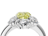 White gold Fancy Yellow Cushion  Diamond Cluster Halo Ring with Solitaire Band and Four-Prong Setting_24
