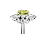 White gold Fancy Yellow Cushion  Diamond Cluster Halo Ring with Solitaire Band and Four-Prong Setting_25