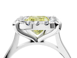 White gold Fancy Yellow Cushion  Diamond Cluster Halo Solitaire with Four-Prong Setting_109