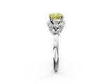 White gold Fancy Yellow Cushion  Diamond Cluster Leaf Design Ring with Prong Setting_70
