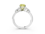 White gold Fancy Yellow Cushion  Diamond Cluster Leaf Design Ring with Prong Setting_74