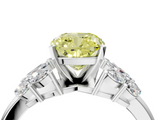 White gold Fancy Yellow Cushion  Diamond Cluster Leaf Design Ring with Prong Setting_75
