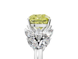 White gold Fancy Yellow Cushion  Diamond Cluster Leaf Design Ring with Prong Setting_76