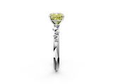 White gold Fancy Yellow Cushion  Diamond Cluster Prong-Set Solitaire Ring_57