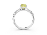 White gold Fancy Yellow Cushion  Diamond Cluster Prong-Set Solitaire Ring_58