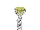 White gold Fancy Yellow Cushion  Diamond Cluster Prong-Set Solitaire Ring_60