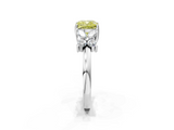 White gold Fancy Yellow Cushion  Diamond Floral Cluster Ring with Solitaire Band and Prong Setting_65