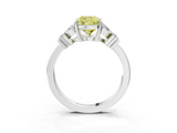 White gold Fancy Yellow Cushion  Diamond Floral Cluster Ring with Solitaire Band and Prong Setting_69