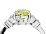 White gold Fancy Yellow Cushion  Diamond Floral Cluster Ring with Solitaire Band and Prong Setting_70