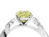 White gold Fancy Yellow Cushion  Diamond Floral Vine Solitaire Engagement Ring_7
