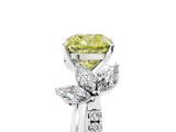 White gold Fancy Yellow Cushion  Diamond Floral Vine Solitaire Engagement Ring_8