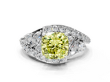 White gold Fancy Yellow Cushion  Diamond Halo Ring with Marquise and Pavé Band in Prong Setting_64
