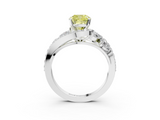 White gold Fancy Yellow Cushion  Diamond Halo Ring with Marquise and Pavé Band in Prong Setting_67