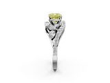 White gold Fancy Yellow Cushion  Diamond Halo Ring with Marquise and Pavé Band in Prong Setting_67