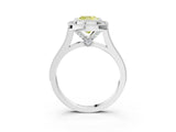 White gold Fancy Yellow Cushion  Diamond Halo Ring with Milgrain Frame and Pavé Band_75