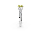 White gold Fancy Yellow Cushion  Diamond Pavé Band Solitaire Ring with Four-Prong Setting_51