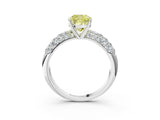 White gold Fancy Yellow Cushion  Diamond Pavé Band Solitaire Ring with Four-Prong Setting_53