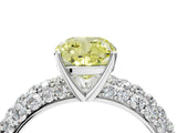 White gold Fancy Yellow Cushion  Diamond Pavé Band Solitaire Ring with Four-Prong Setting_53