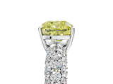 White gold Fancy Yellow Cushion  Diamond Pavé Band Solitaire Ring with Four-Prong Setting_54