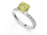 White gold Fancy Yellow Cushion  Diamond Pavé Band Solitaire with Four-Prong Setting_217