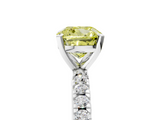 White gold Fancy Yellow Cushion  Diamond Pavé Band Solitaire with Four-Prong Setting_218