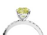 White gold Fancy Yellow Cushion  Diamond Pavé Band Solitaire with Four-Prong Setting_220